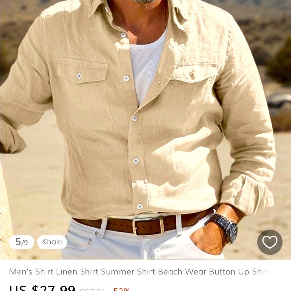 Men's Khaki Linen Shirt